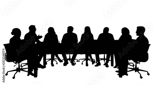 Foto Silhouette group meeting around table discussion isolated on transparent backgro