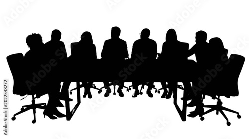 Foto Silhouette of people meeting around a table isolated on transparent background,