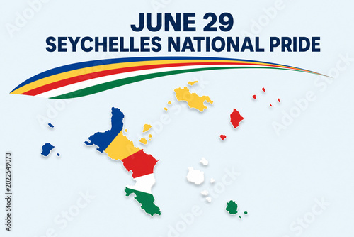 Seychelles flag colors map of islands