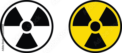 Fényképezés Radiation hazard symbol icons in black and yellow colors for nuclear danger warn