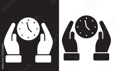 Clock icon background black and white