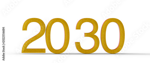 2030 in golden numbers on a...