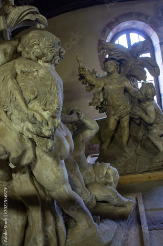 A church and sculptures in Strasbourg, France