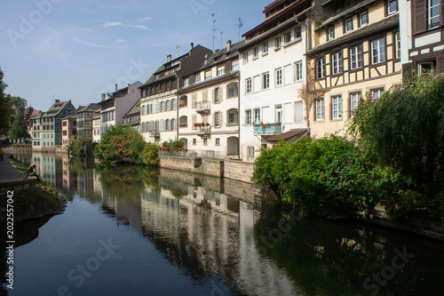 A street and river in Strasbourg, France