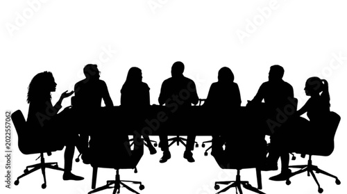 Bild auf Leinwand Silhouette of people in a business meeting isolated on transparent background, V
