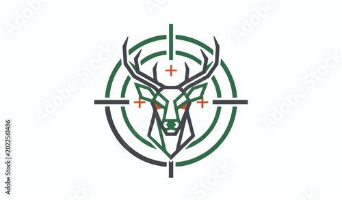 Deer icon inside target hunting symbol modern vector illustration for logo and app design