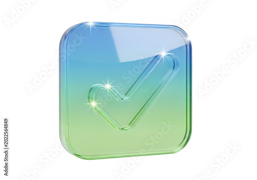 Abstract 3d geometric design with green and blue gradients on a grid isolated on transparent background