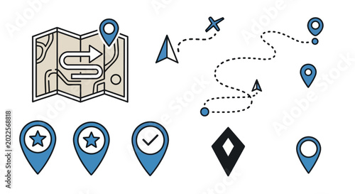 Tableau sur toile Navigation icons on white background.