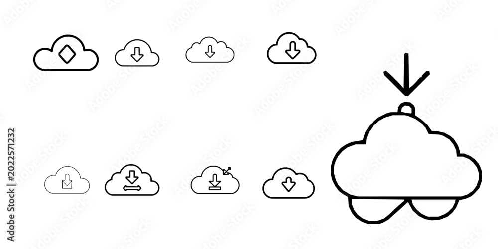 Obraz premium Cloud Download Outline Icon Minimal Storage Design
