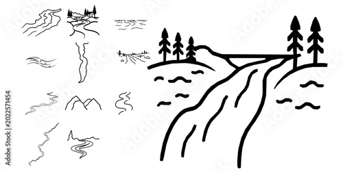 River Outline Icon Simple Nature Flow Design