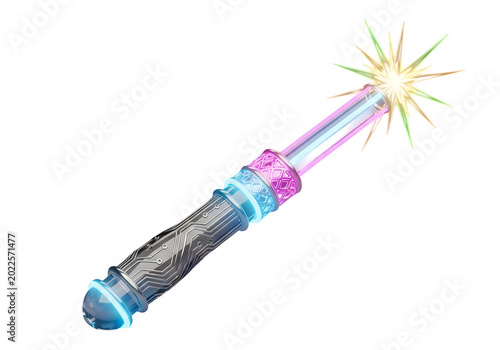 Vibrant glittery sparkler wand with shimmering stars isolated on transparent background