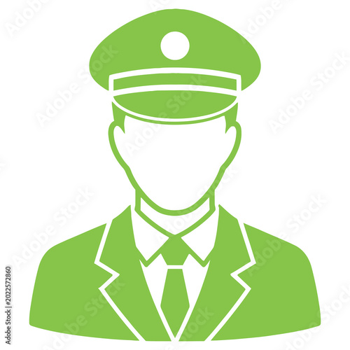 Green uniformed man with cap and tie icon