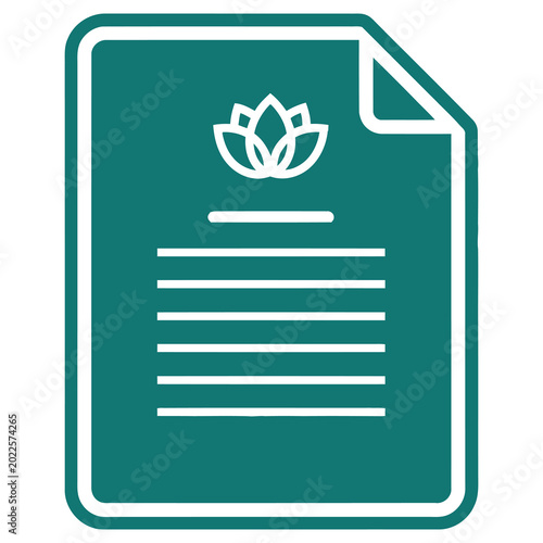 Green document icon with white lotus flower symbol and lines
