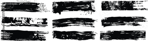 Black brush strokes vector set. Set of rectangle shape brush strokes.  Brush strokes vector. Set of paint brush stroke and abstract grunge banner for graphic background decoration
