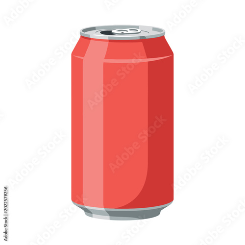 Foto Blank Red Aluminum Beverage Can Vector Illustration Isolated on White Background