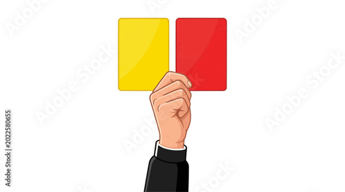 Εκτύπωση καμβά Referee hand holding yellow and red cards for sports game foul or penalty