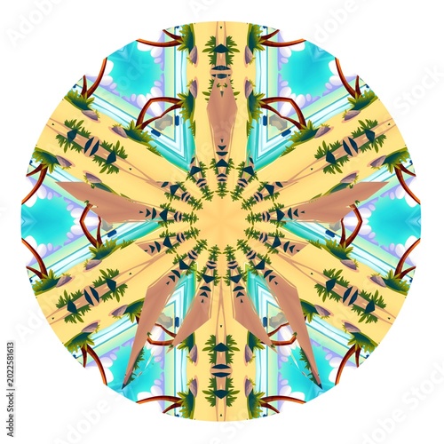 Fotografie An intricate circular mandala pattern composed of symmetrical nature landscape r