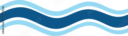 Blue wavy lines, abstract flowing river, curved water stream, minimalist graphic design, sea ripples isolated on white background.
