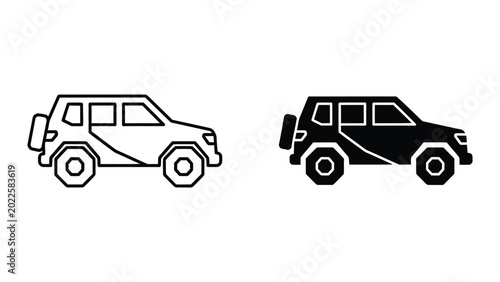 Tableau sur toile Simple black and white suv icons side by side comparison