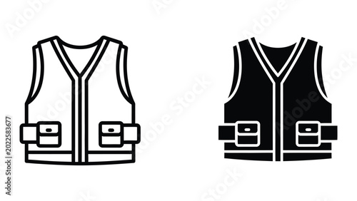 Photos High visibility safety vest with reflective strips and pockets