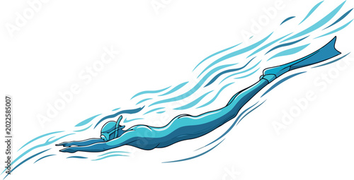 Swimmer diving into water vector illustration