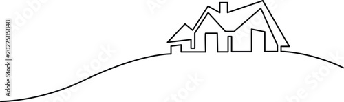 Foto Simple line drawing of houses on a hillside Vector