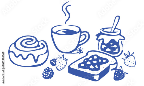 Breakfast Dessert Table Doodle Sketch Vector Bundle