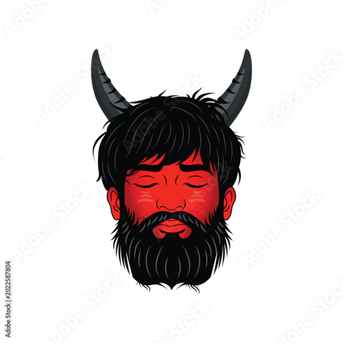 Tableau sur toile Red Devil Demon Head Indian Rakshasa Monster Face Vector