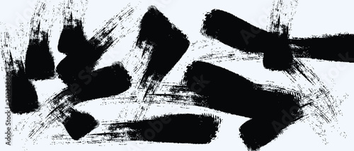 abstract black brush strokes on a light gray background expressive ink painting texture