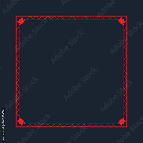 Photos Red square frame with intricate border pattern and decorative corners, intricate