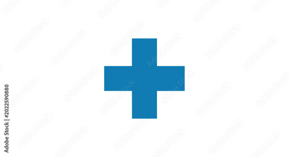 Fototapeta premium Blue cross symbol on white background medical healthcare