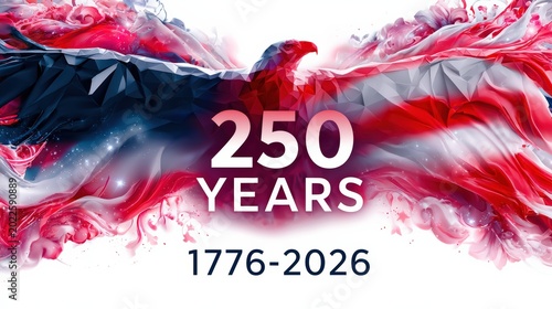Usa 250th Anniversary Logo with Abstract Patriotic Eagle Background