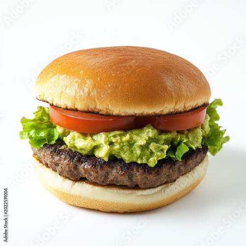 Delicious burger with lettuce and tomato on bun