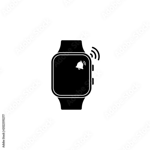 Black smartwatch with notification alert on screen