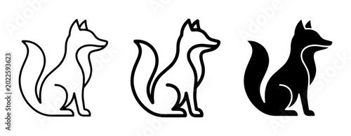 Fotografía Minimalist Fox Icons, Vector Silhouettes, and Line Art Illustrations for Wildlif