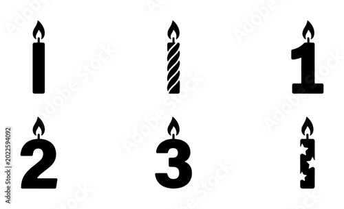 Obraz na płótnie Birthday Candle Numbers Set, Vector Icons for Celebration and Party Design, Blac