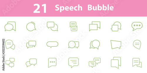 Speech bubble line icons collection. chat message and speech bubble line icons set, communication dialog conversation comment reply talk discussion thought arrow and chatbox symbols. eps 10