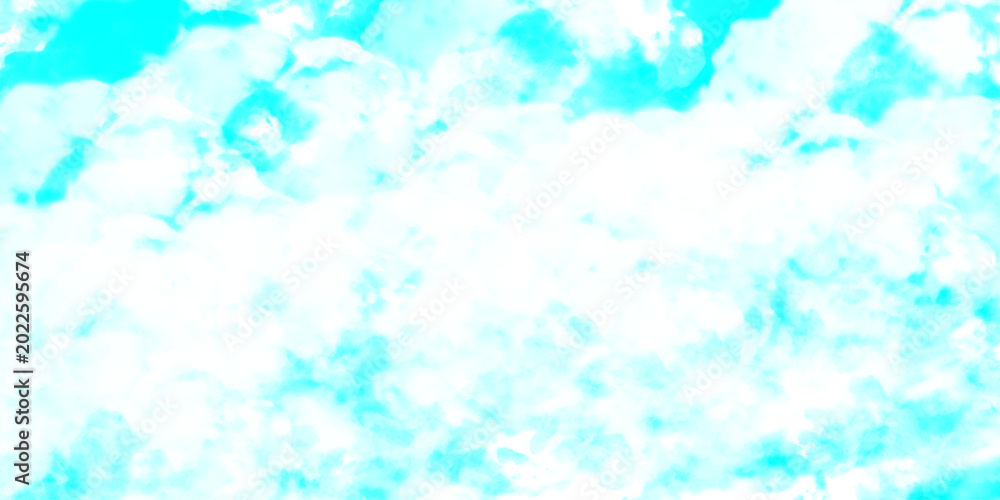 Fototapeta premium Light sky-blue watercolor background. We scraped grungy background Hand painted abstract soft sky-blue water Light blue watercolor paper texture background with color sky and clouds