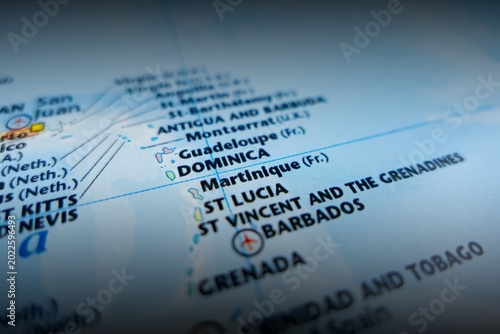 Photos Map of Martinique with shadowed top and bottom