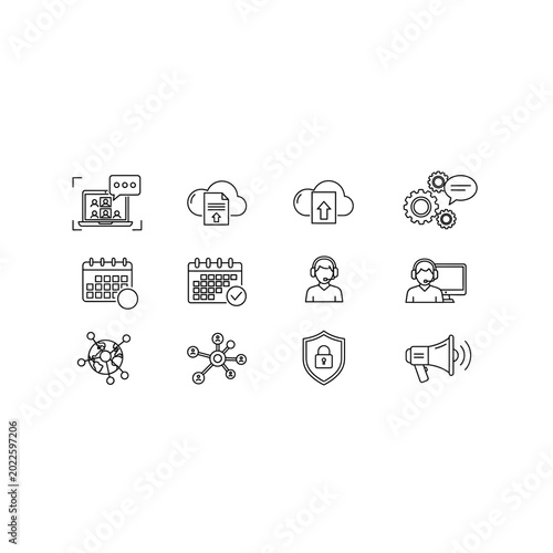 Technical support and it service communication line icons with technical