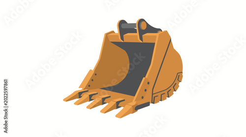 Heavy machinery excavator bucket closeup.