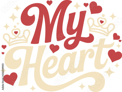 Retro red cream typography with vintage inspired artistic style Vector Design