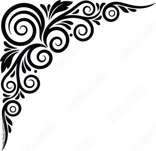 Vintage black filigree ornament with elegant decorative flourish Vector Design