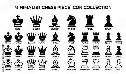 Canvastavla Minimal Chess Piece Icons Black Vector Illustration