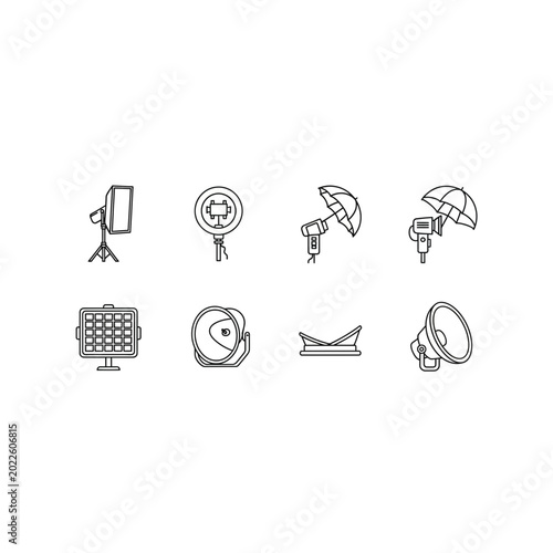 Photos Professional photography studio lighting equipment icons with photography