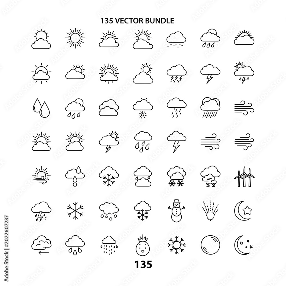 Fototapeta premium Comprehensive weather forecast icon collection set with forecast, meteorology