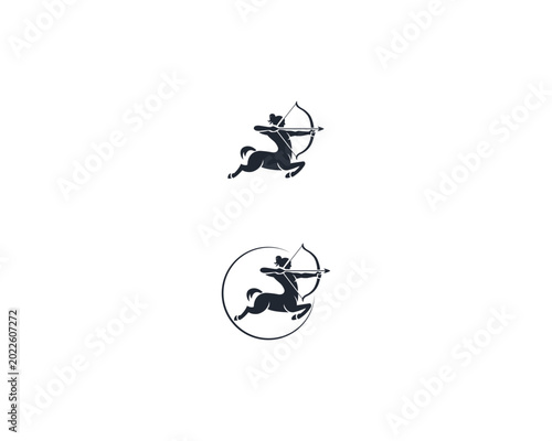 Centaur Archer, mythology creature, Sagitarius Zodiac Sign vector logo icon, fast arch logo from fast archer woman centaur vector for logo, sign, emblem or symbol graphic design vector illustration.