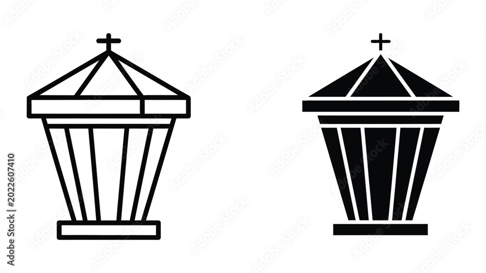 Fototapeta premium Black and white church lantern with cross top