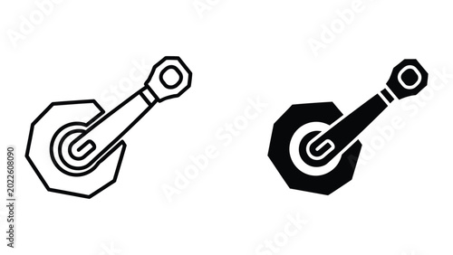 Bilde på lerret Minimalist hook and eyelet connector icons in two styles