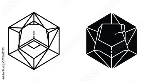 Billede på lærred Geometric star-shaped frame with 3d cube illustration